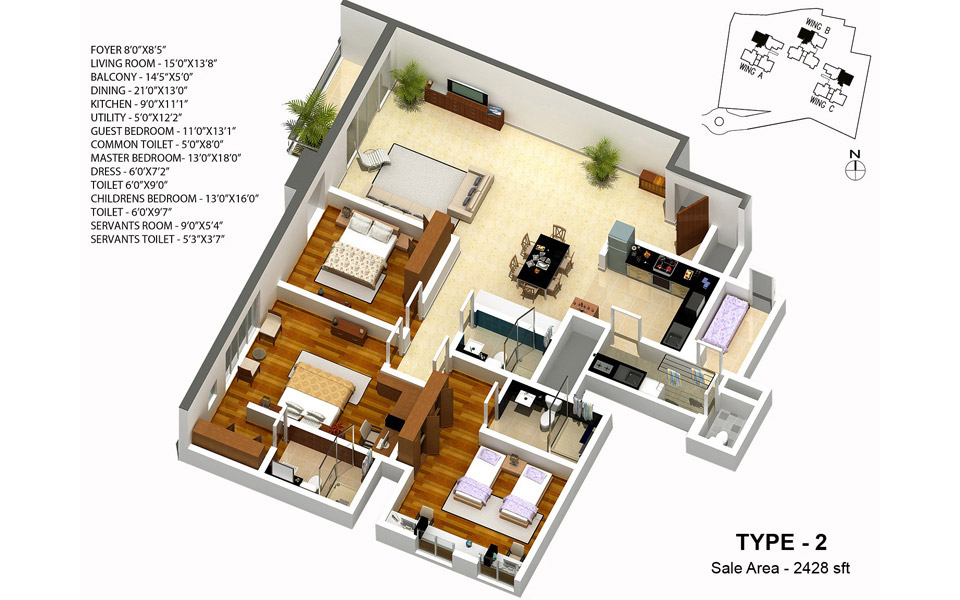 3DFloorPlan of Karle Town Centre Zenith