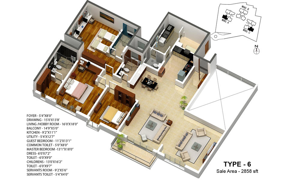 3DFloorPlan of Karle Town Centre Zenith