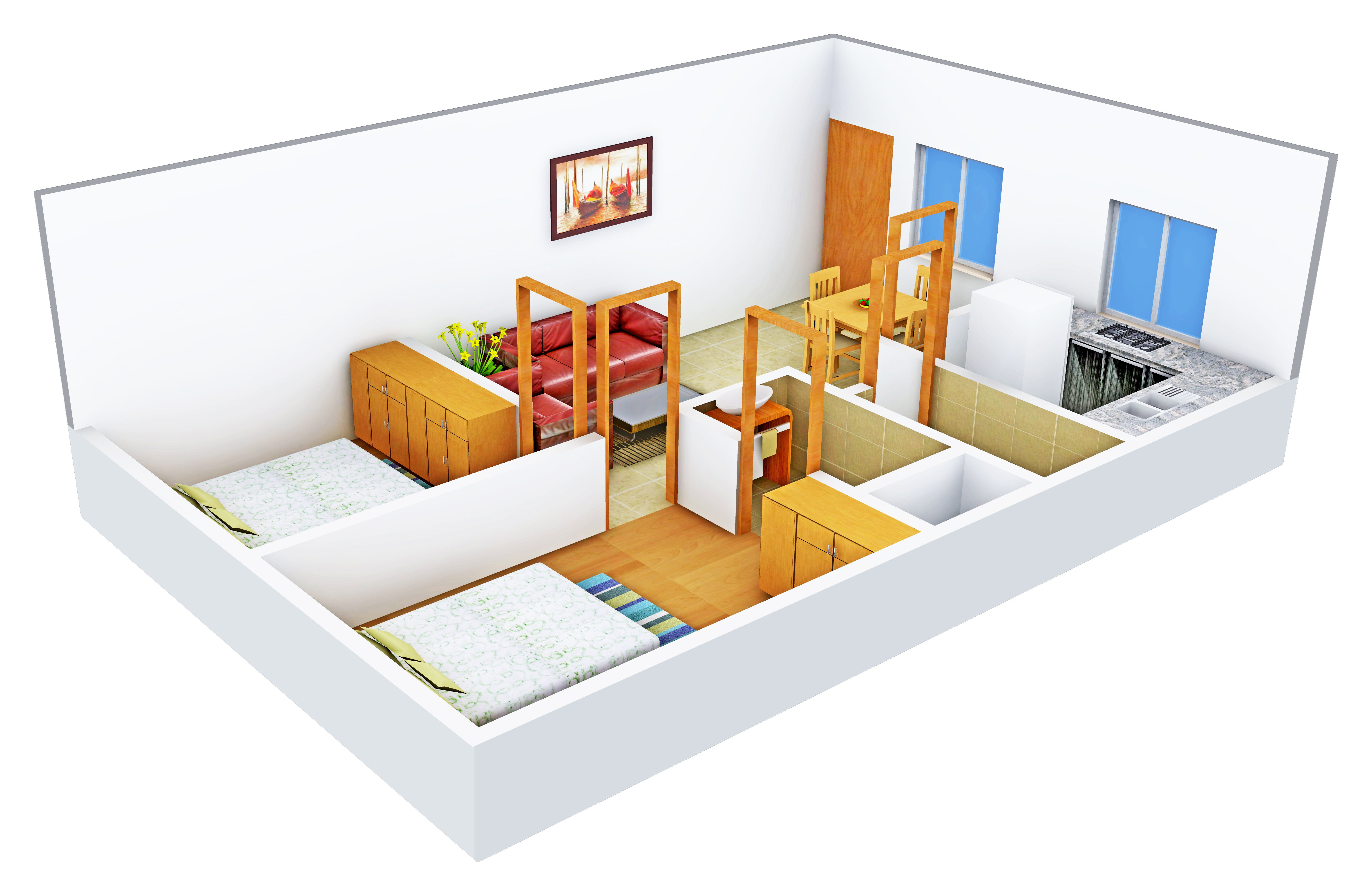 3DFloorPlan of Shree Constructions Shree Sen and Raja Flats