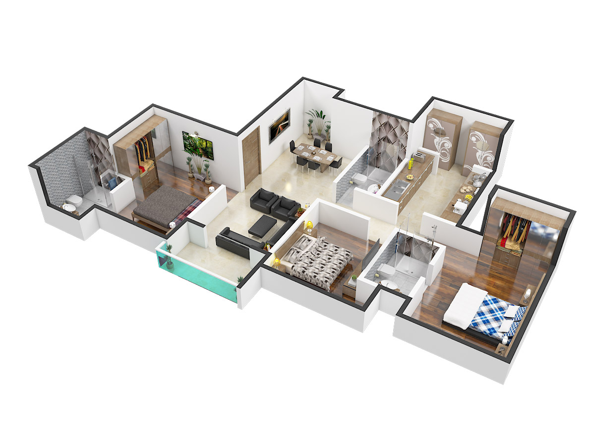 ... ft 3 BHK 3T Apartment for Sale in Puranik Rumah Bali Thane West Mumbai