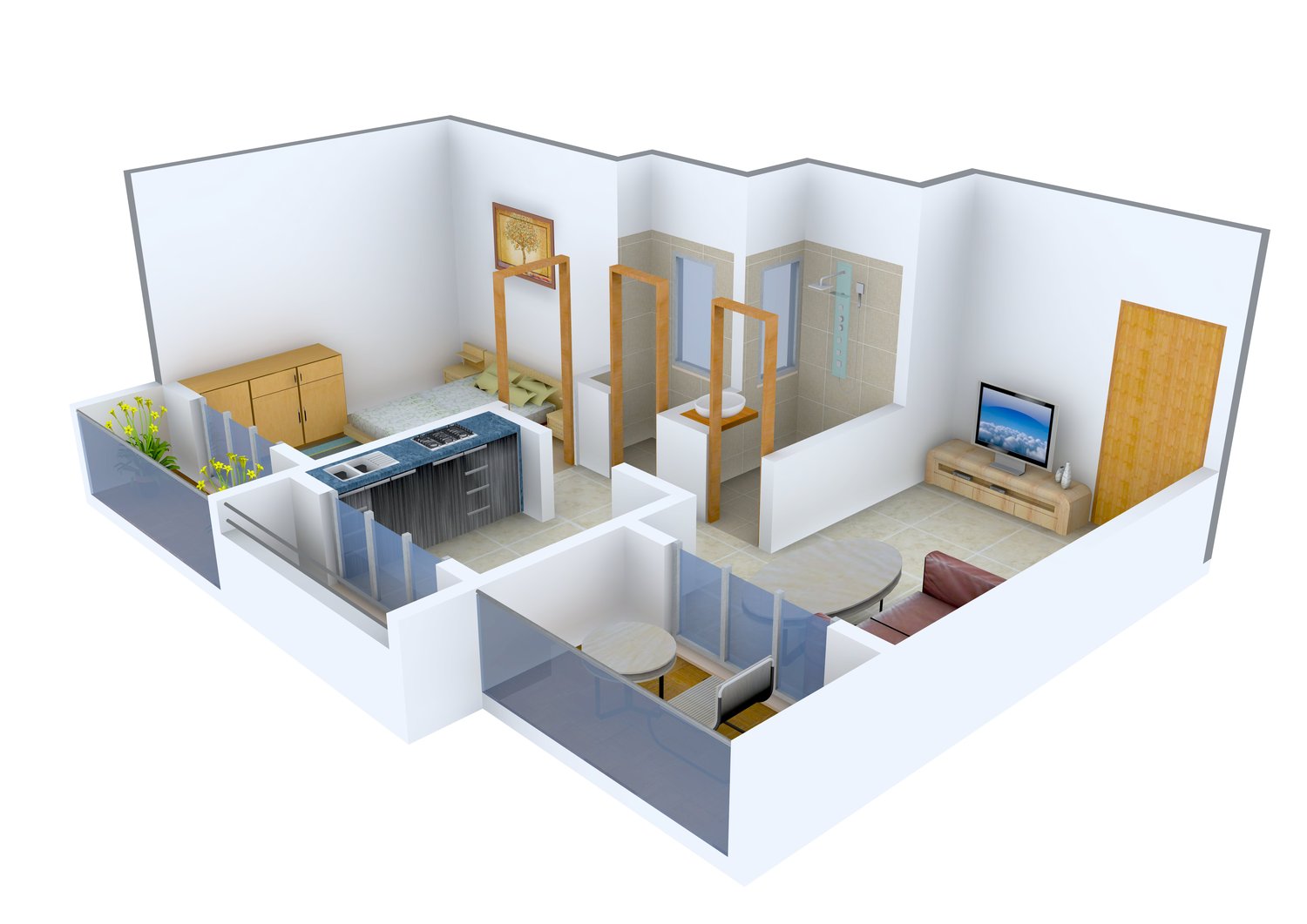 3DFloorPlan of Shree Ganesh Imperial Heights