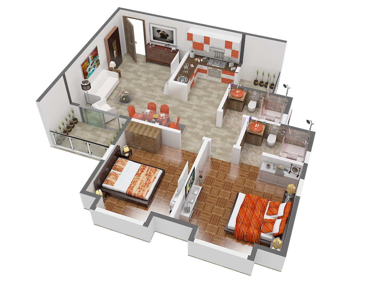 3DFloorPlan of Divya Sree Republic Of Whitefield