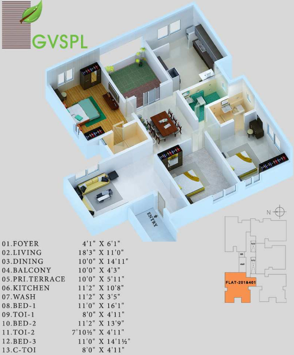3DFloorPlan of Green Green Park