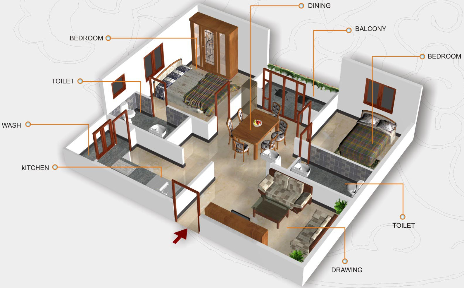 3DFloorPlan of Samruddhi Uplands