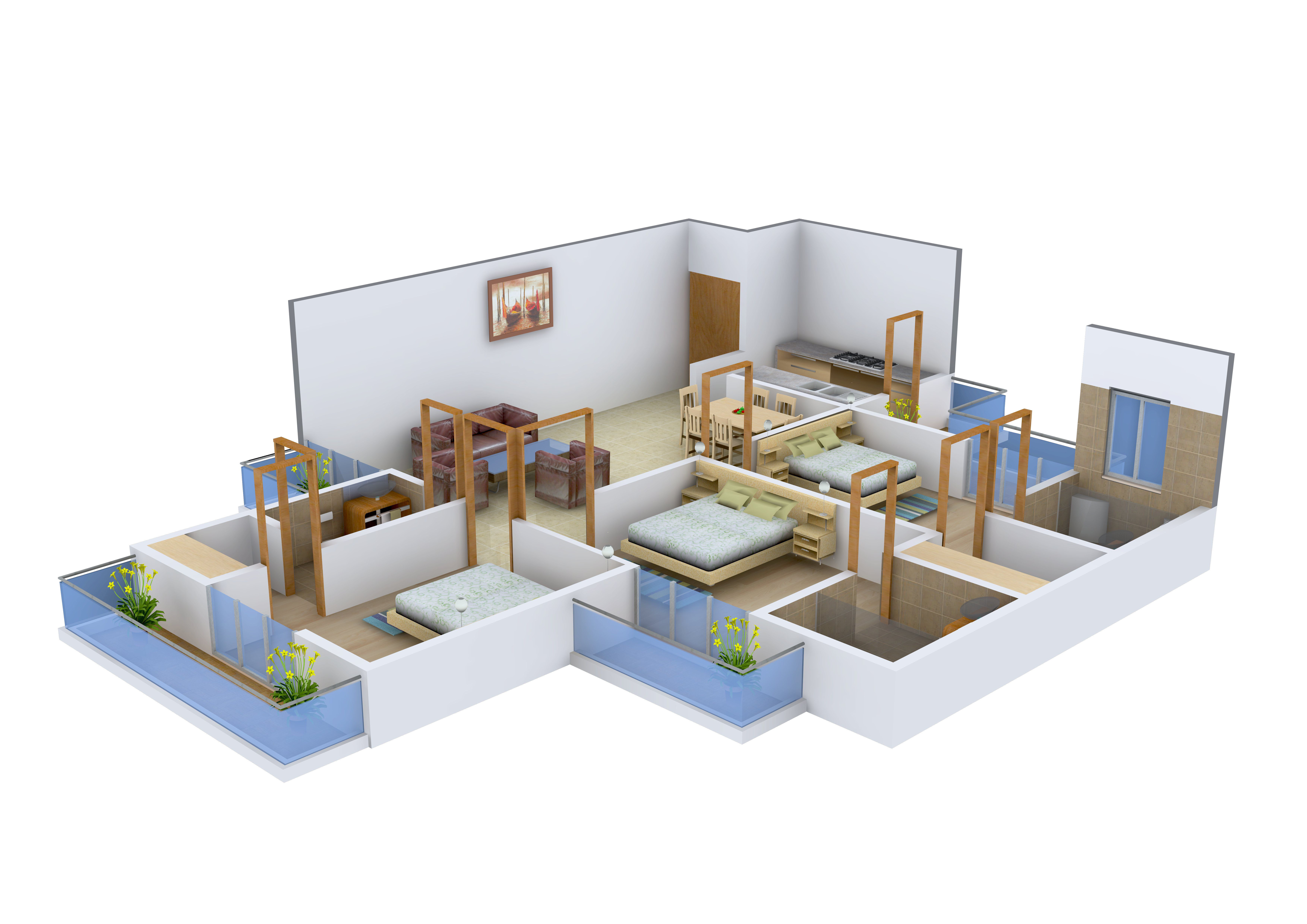 3DFloorPlan of Resizone Om Sarthak