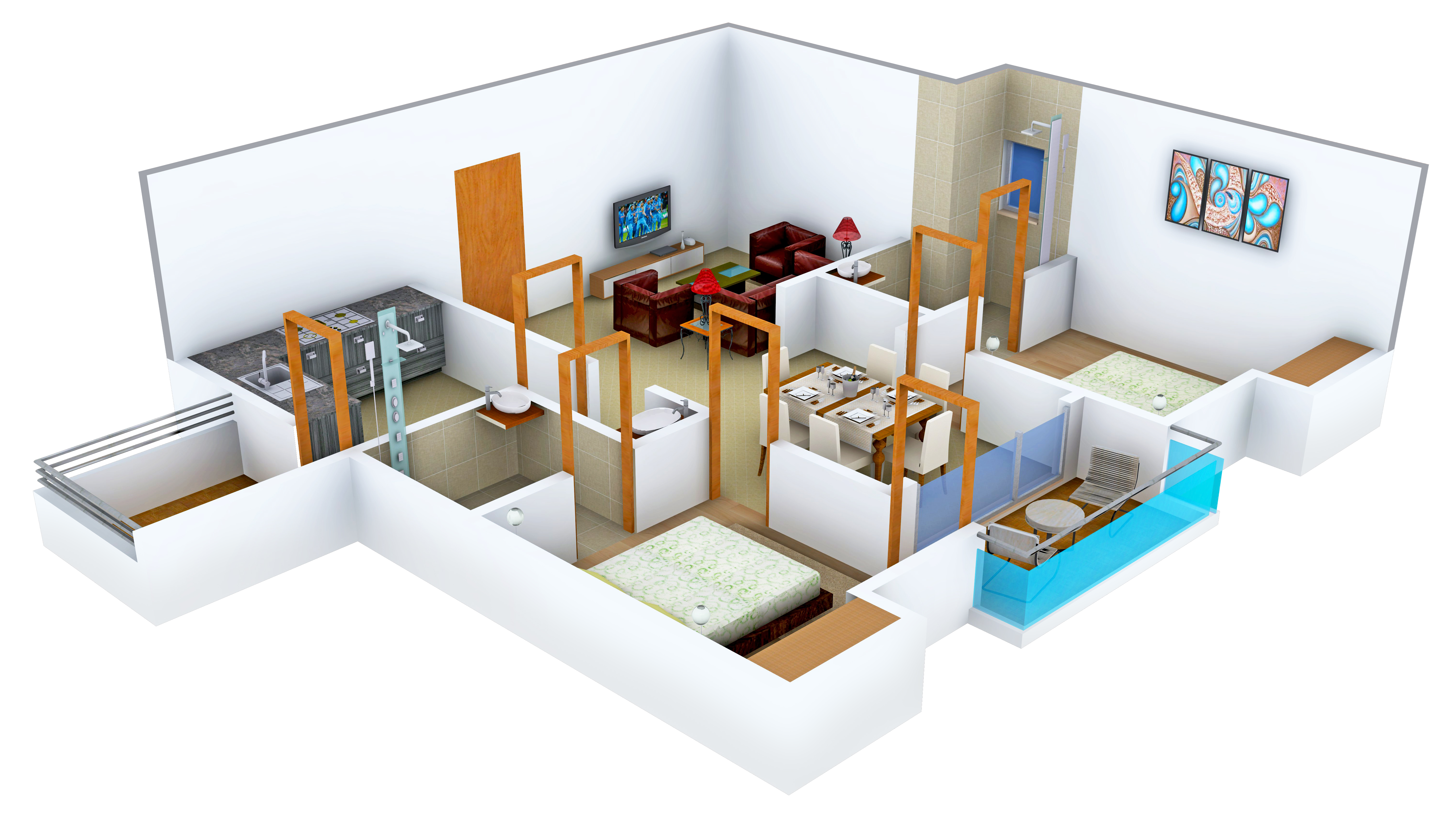 3DFloorPlan of Heera 4 Pillars