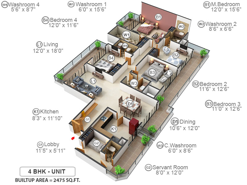 3DFloorPlan of Bestech Park View Sanskruti