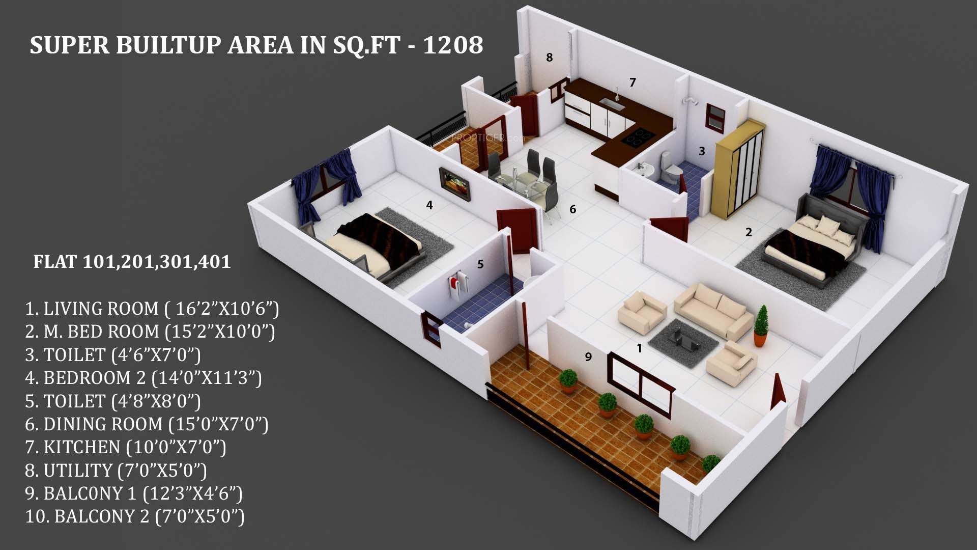 3DFloorPlan of Ashrith Elina