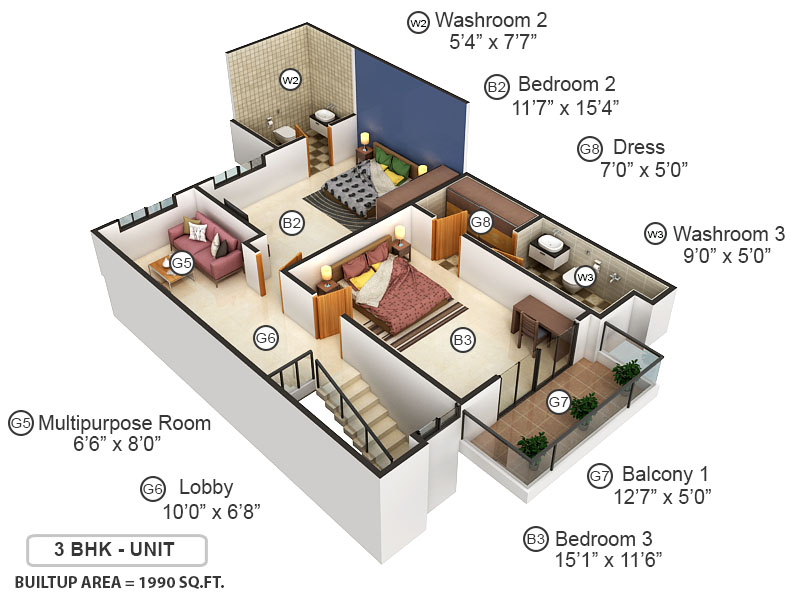 3DFloorPlan of Mahima City Ville