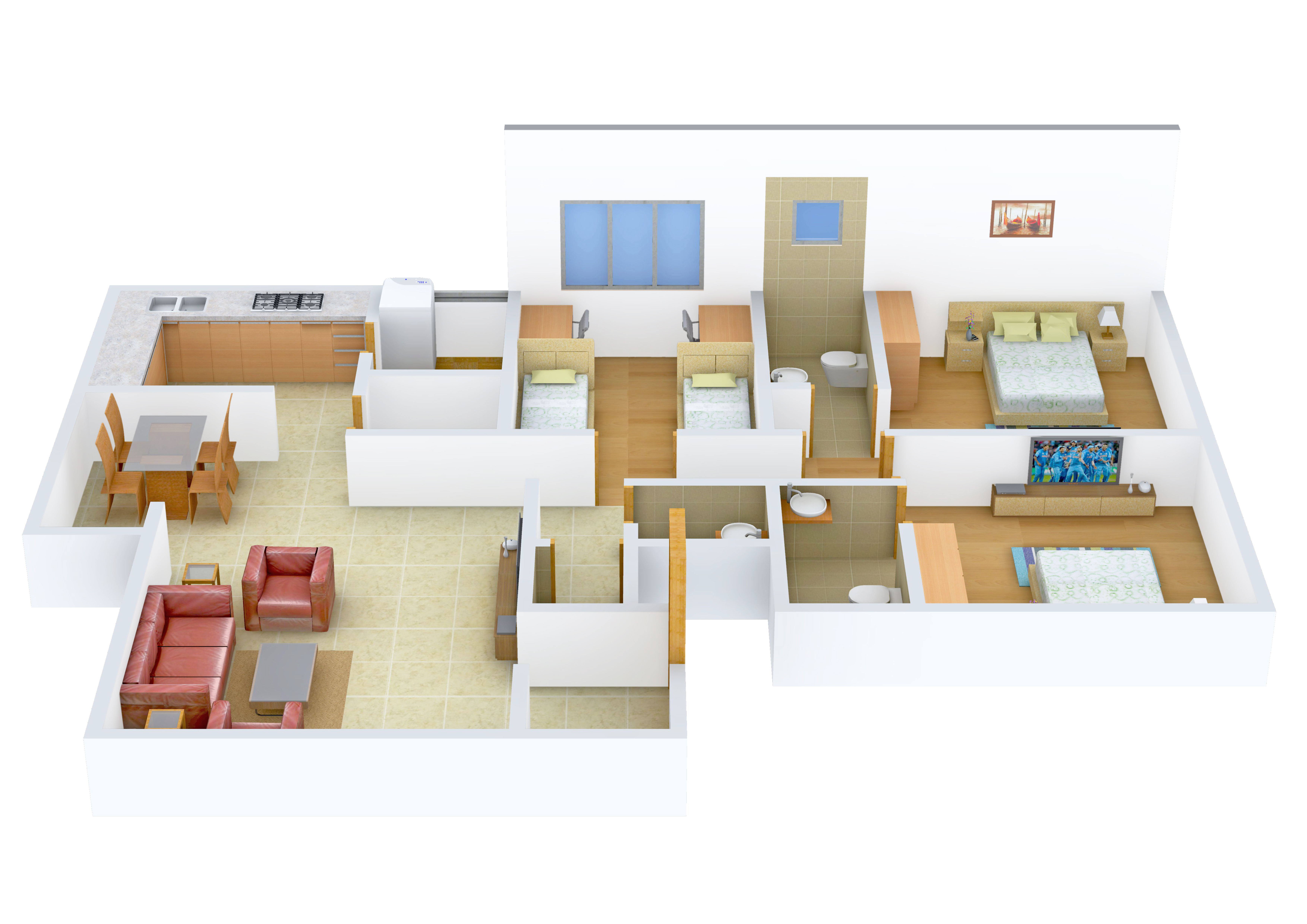 3DFloorPlan of Janaki Shri Hari Apartment