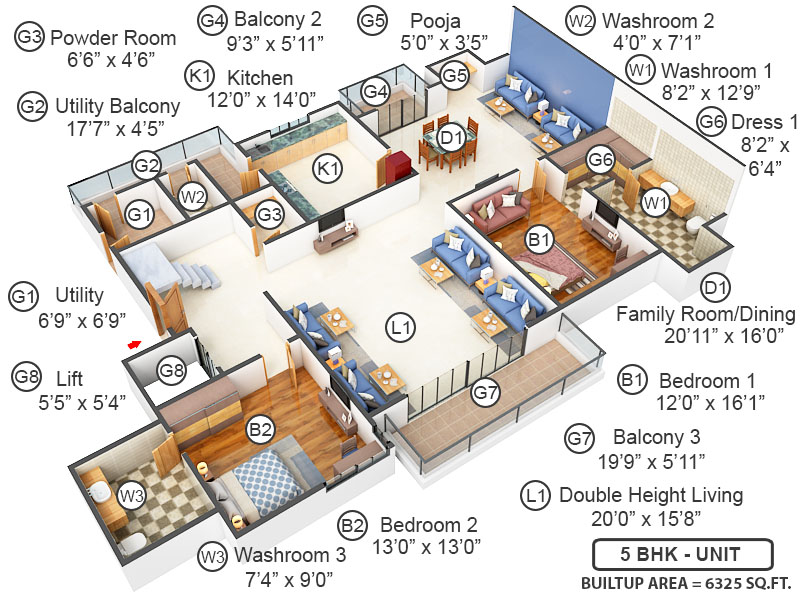 3DFloorPlan of Experion Windchants Villa Phase 2