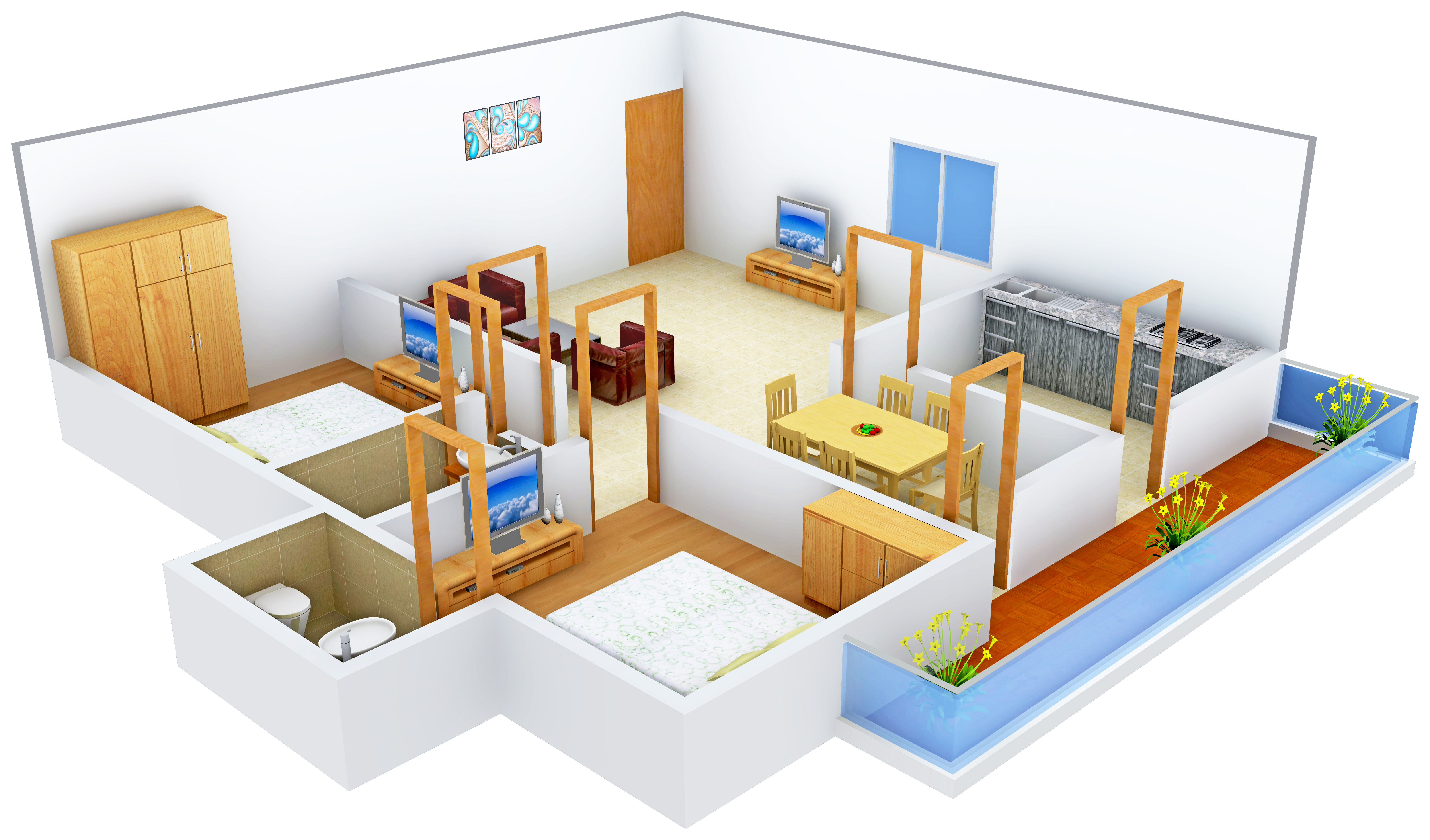 3DFloorPlan of Shriram Mahaveer Apartment