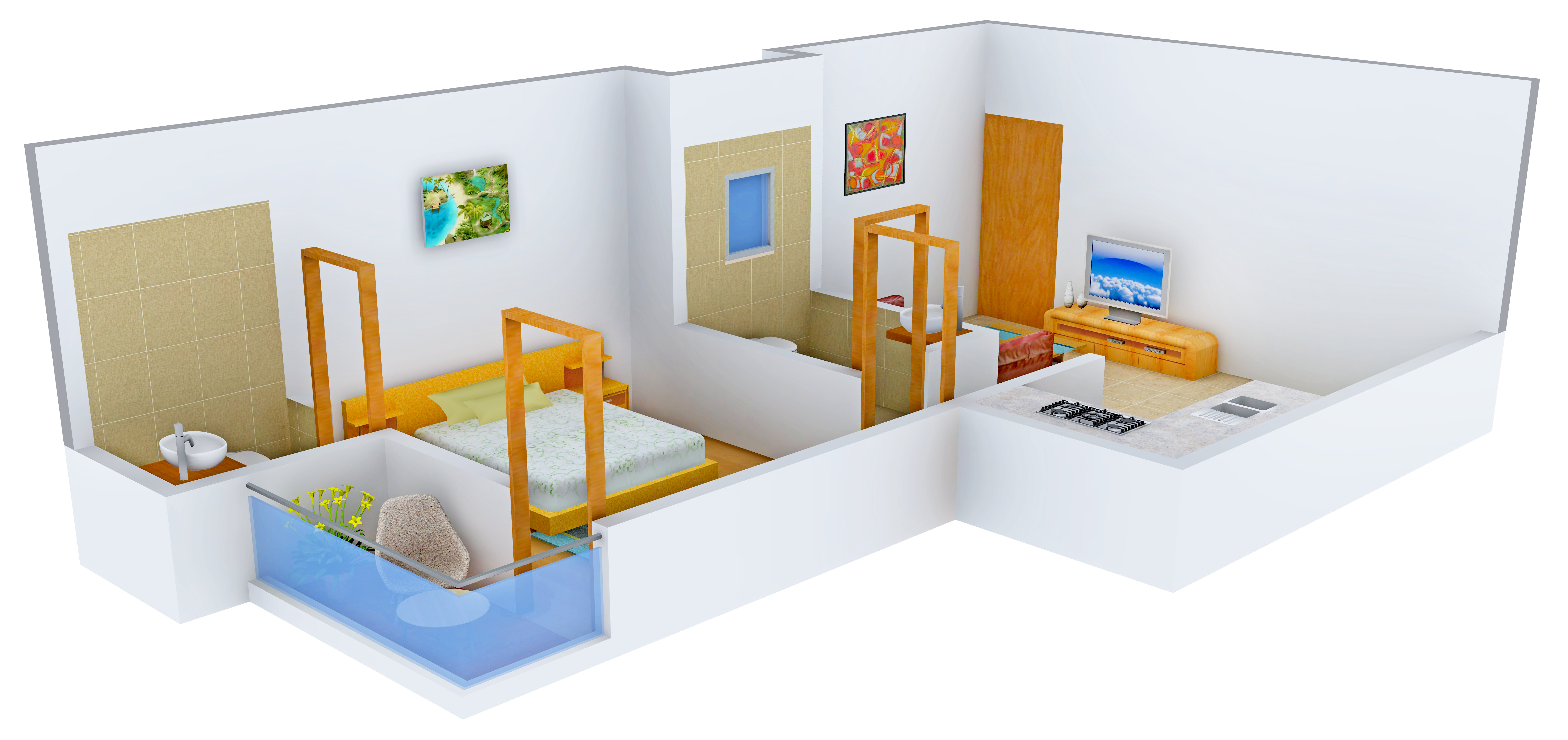 3DFloorPlan of Shriram Ganga Heights 2