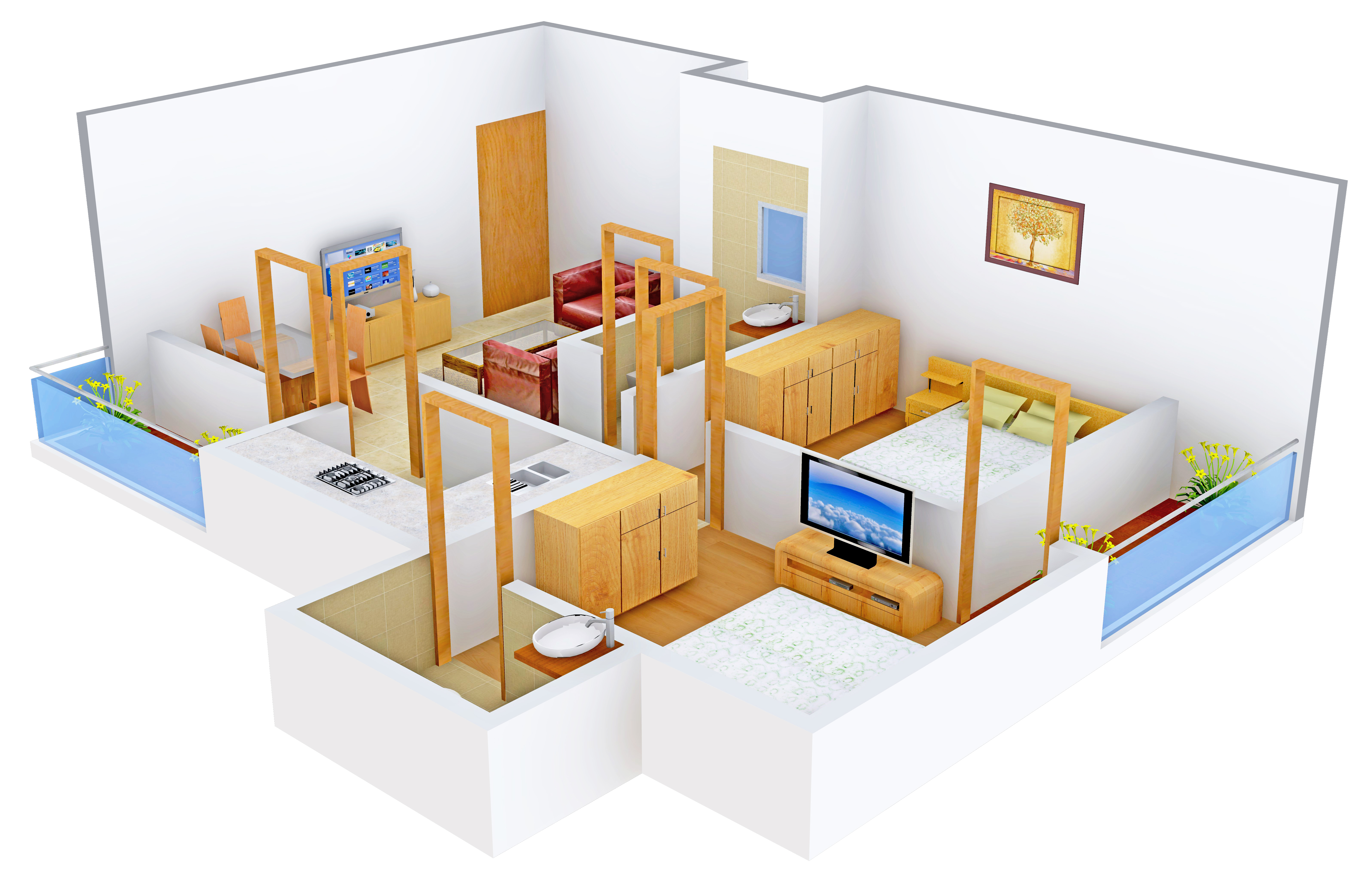 3DFloorPlan of Shriram Ganga Heights 2