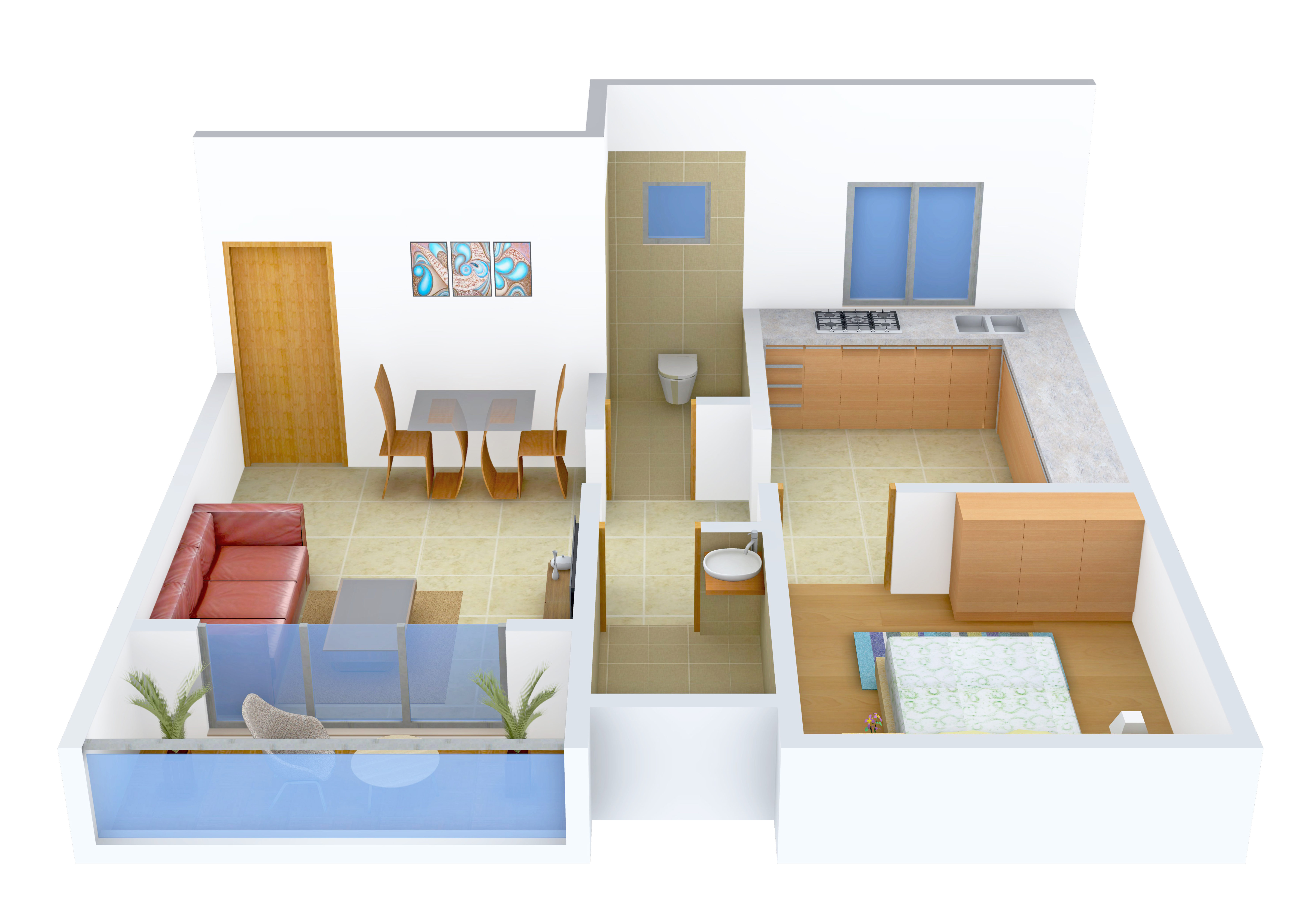3DFloorPlan of Shraddha Kanchi Enclave