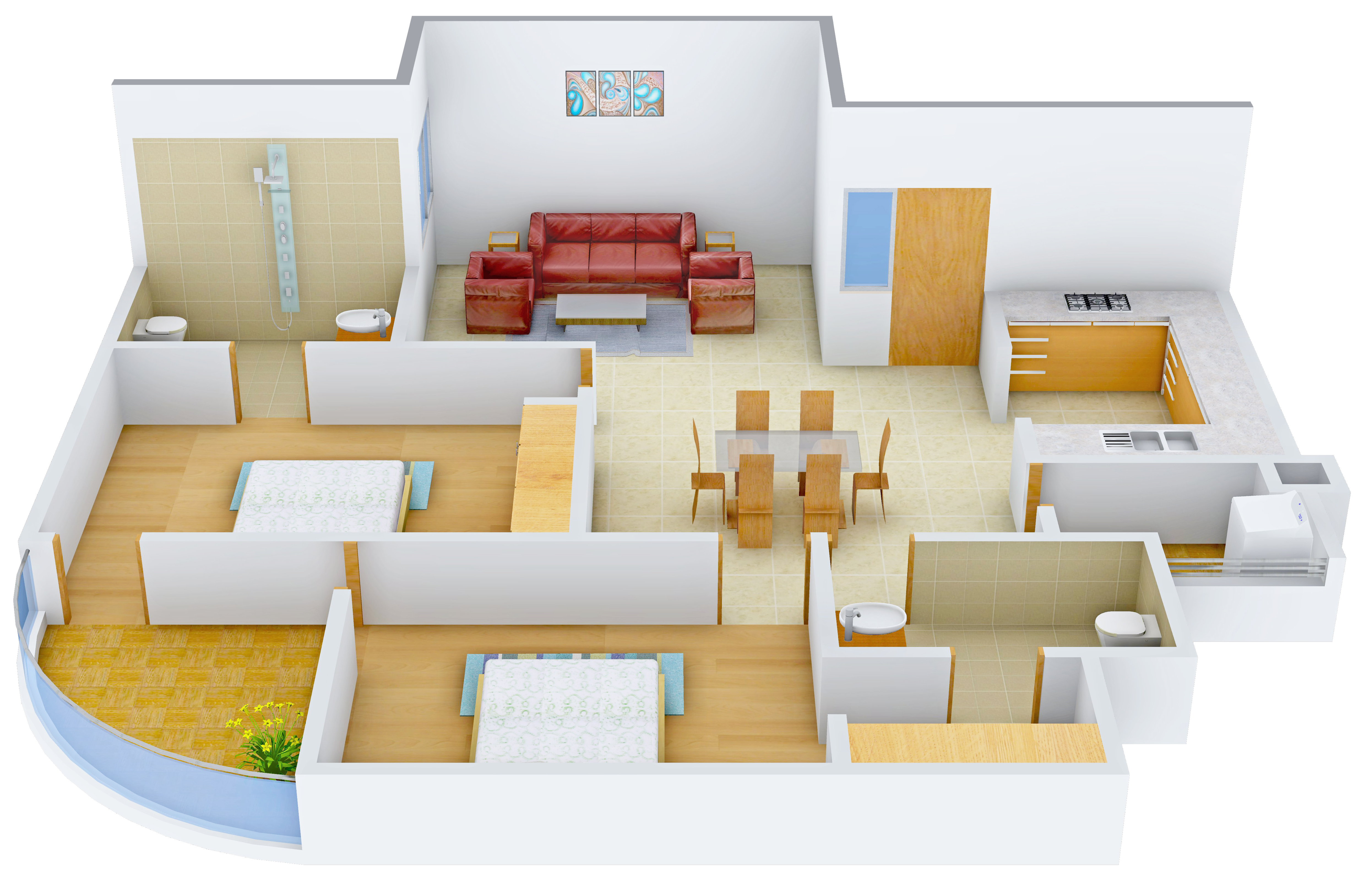 3DFloorPlan of Pearls Nirmal Chhaya Towers