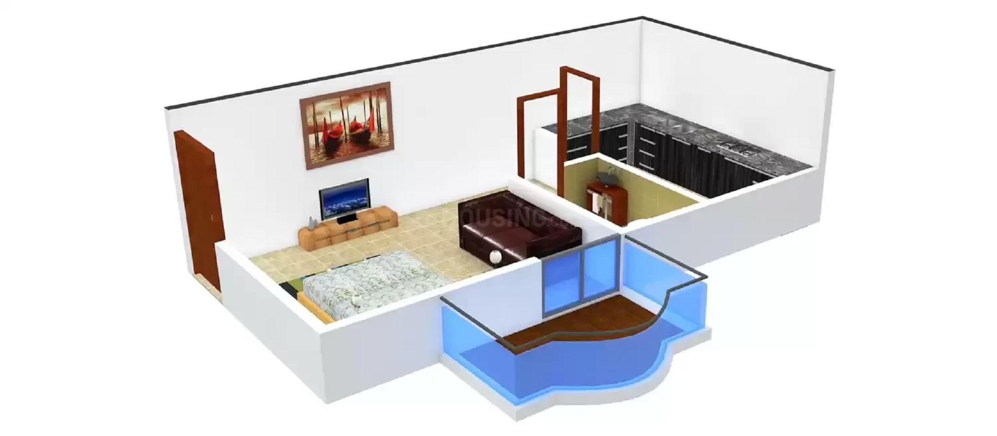 3DFloorPlan of Basera Hare Krishna Dham