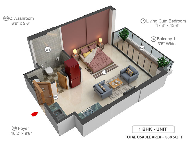 3DFloorPlan of M3M One Key Resiments