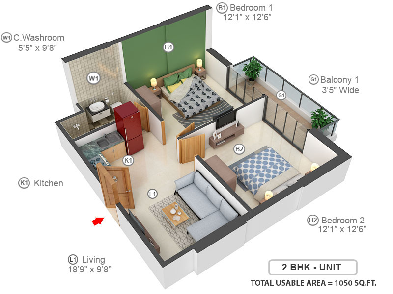 3DFloorPlan of M3M One Key Resiments