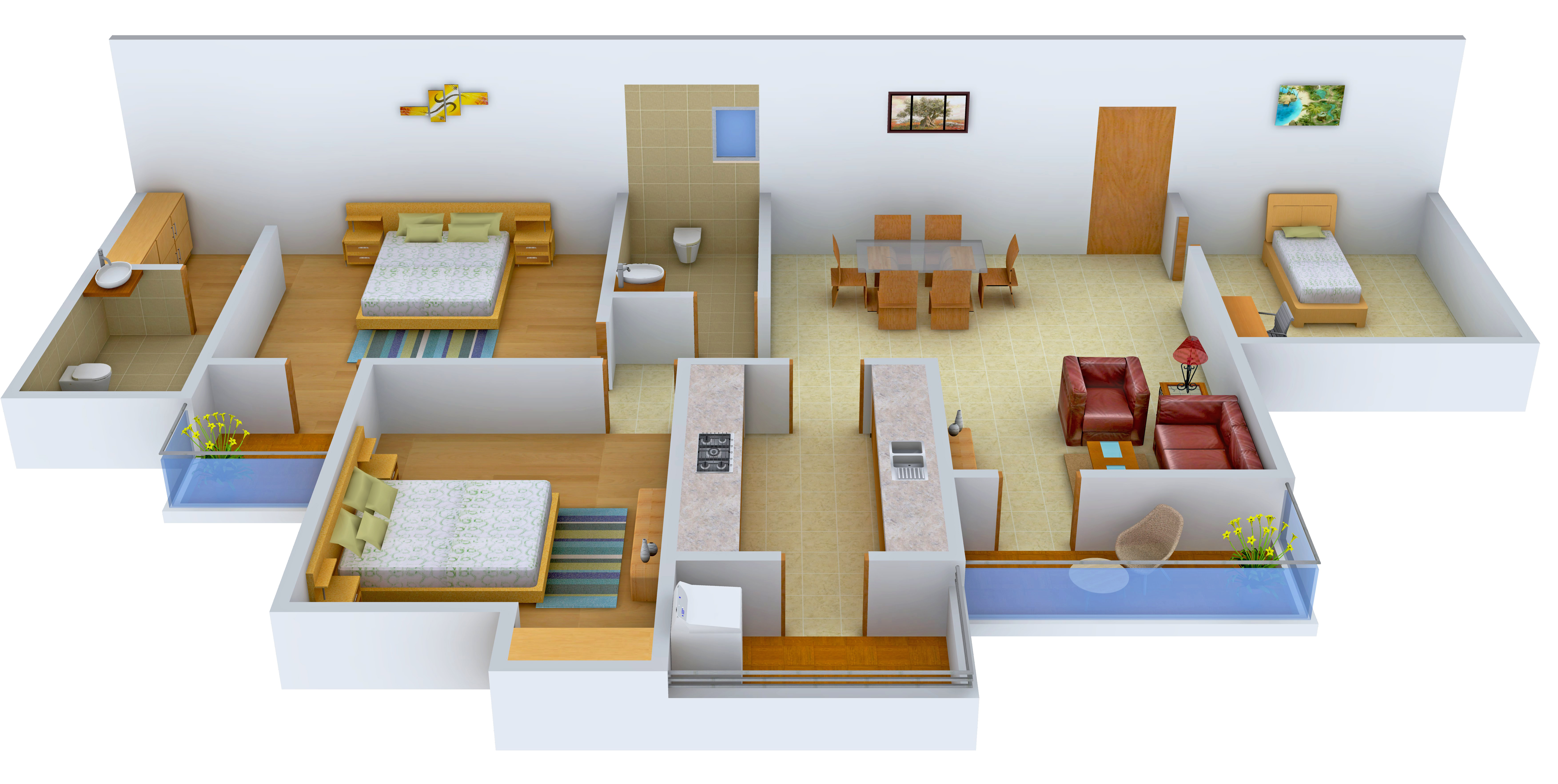3DFloorPlan of Eldeco Maple Heights
