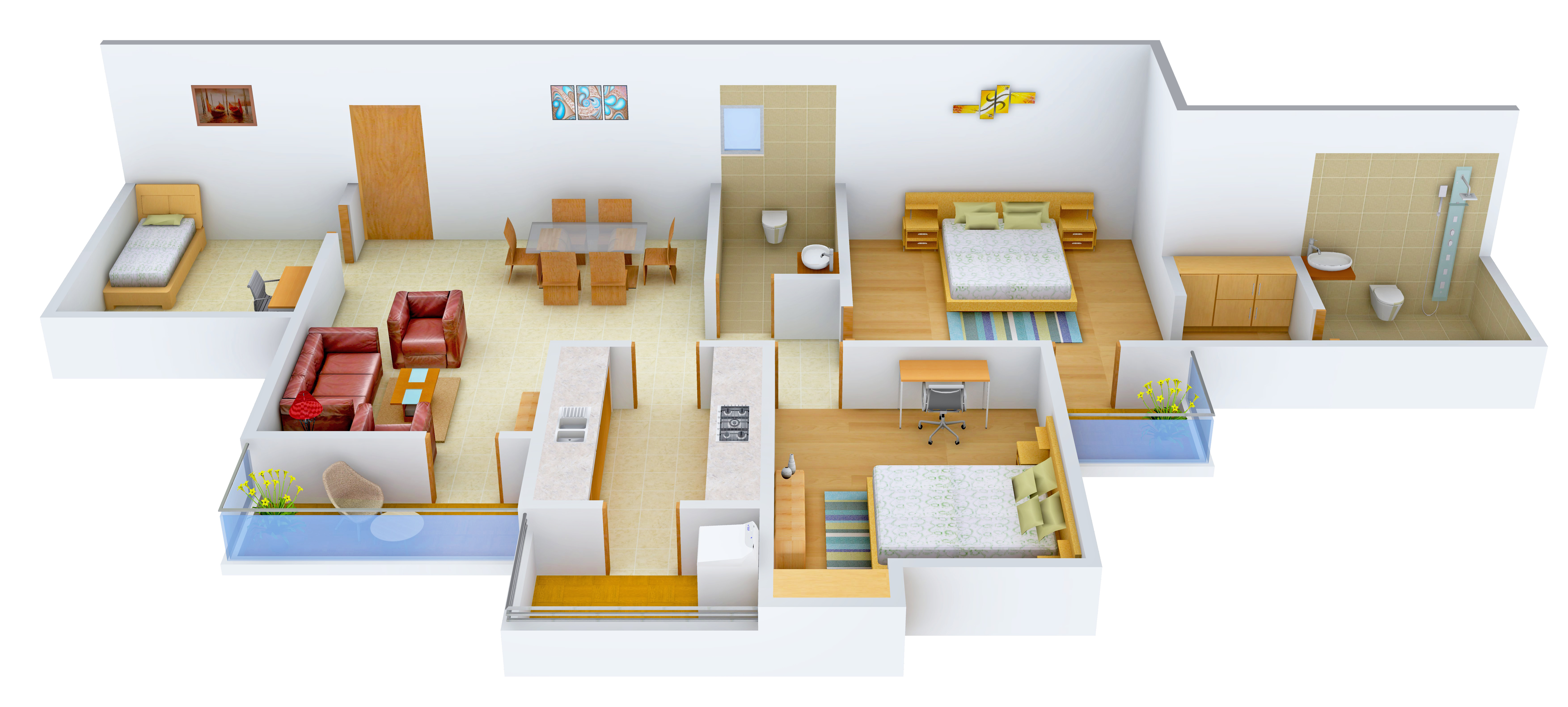3DFloorPlan of Eldeco Maple Heights