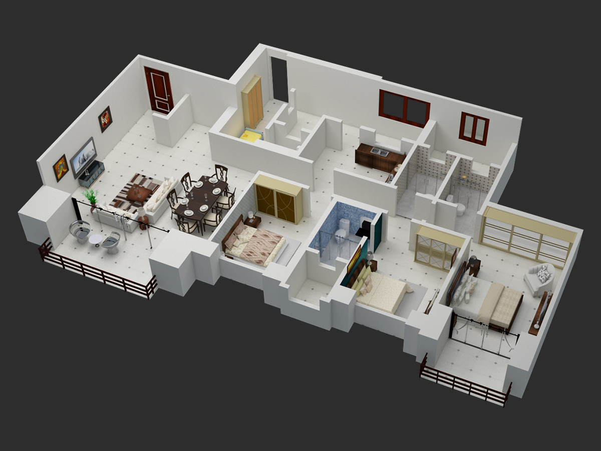 3DFloorPlan of Hiranandani Amalfi