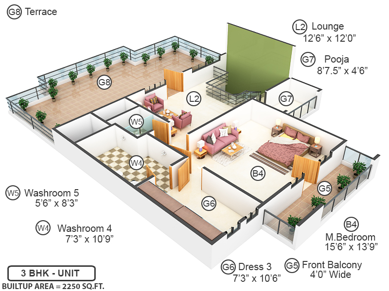 3DFloorPlan of Parsvnath Elite Villas