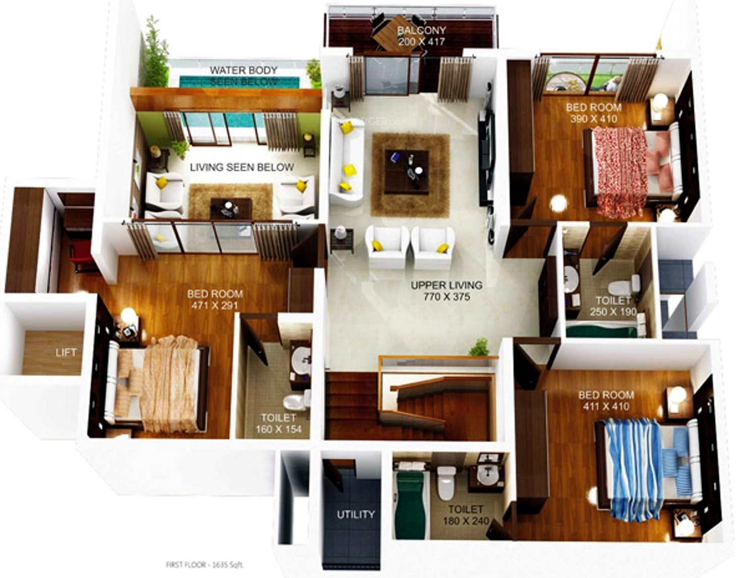 Upper Level Duplex Plan