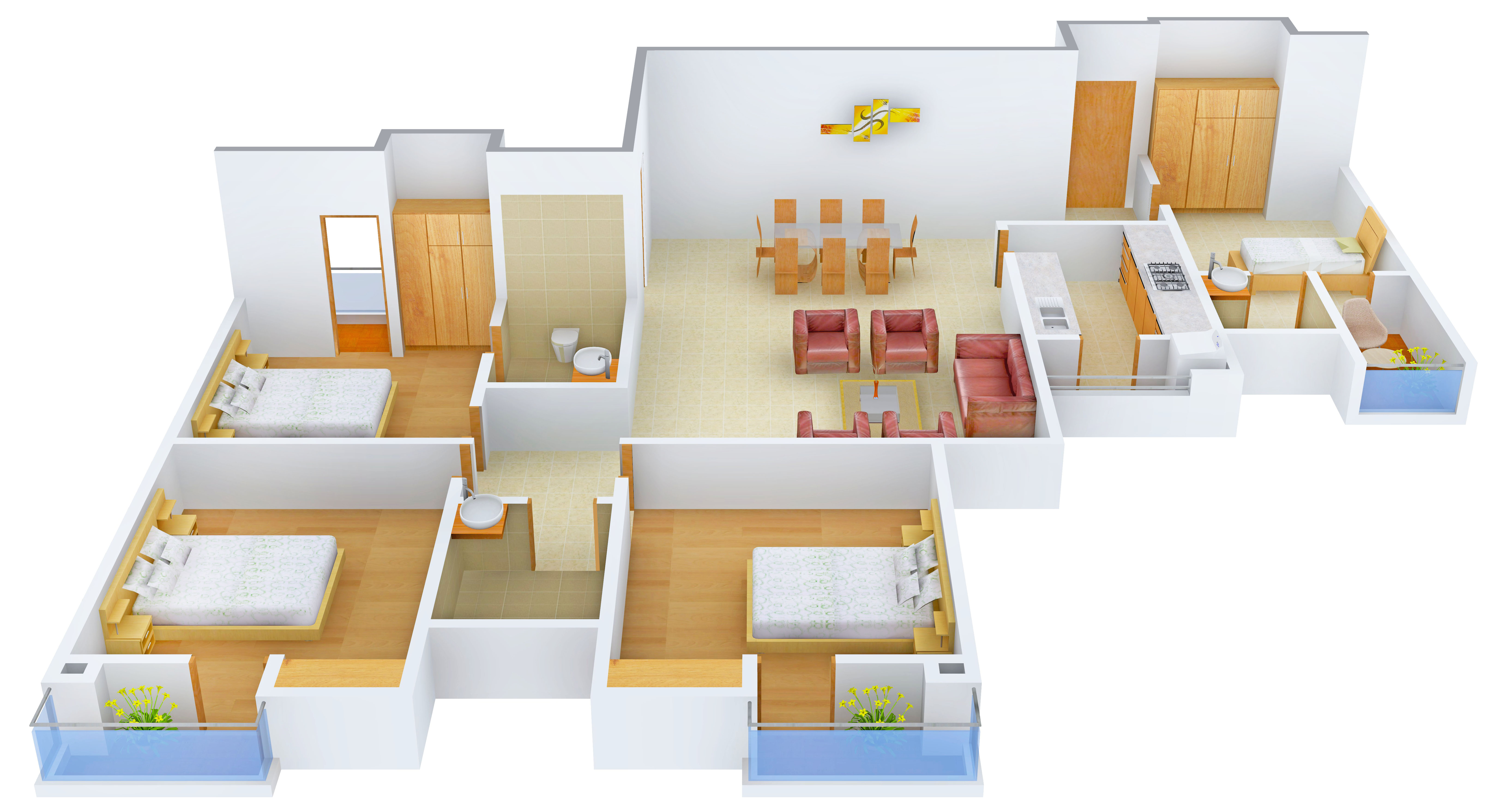 3DFloorPlan of Ansal Celebrity Woods