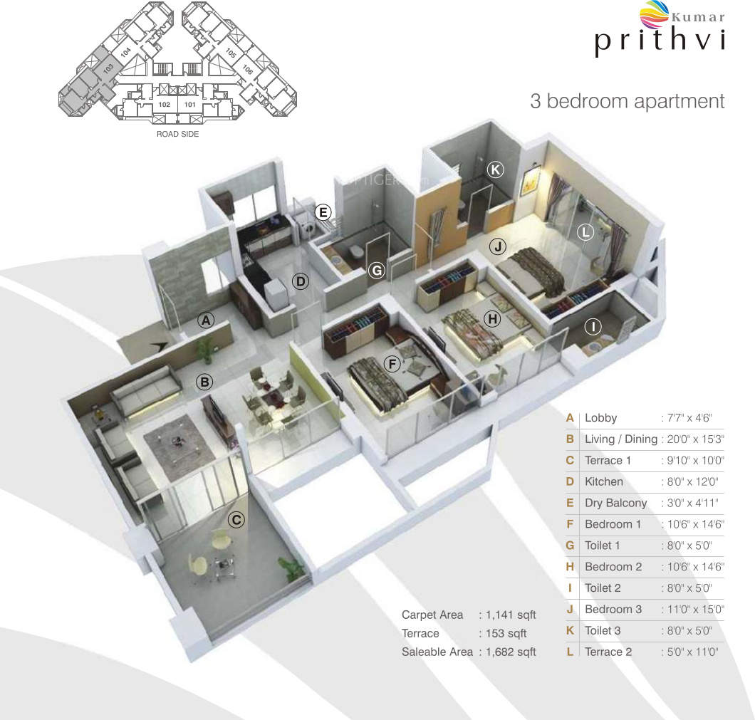 3DFloorPlan of Kumar Prithvi Phase II