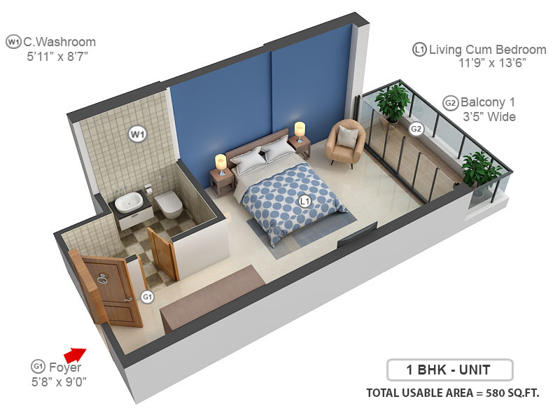 3DFloorPlan of M3M One Key Resiments