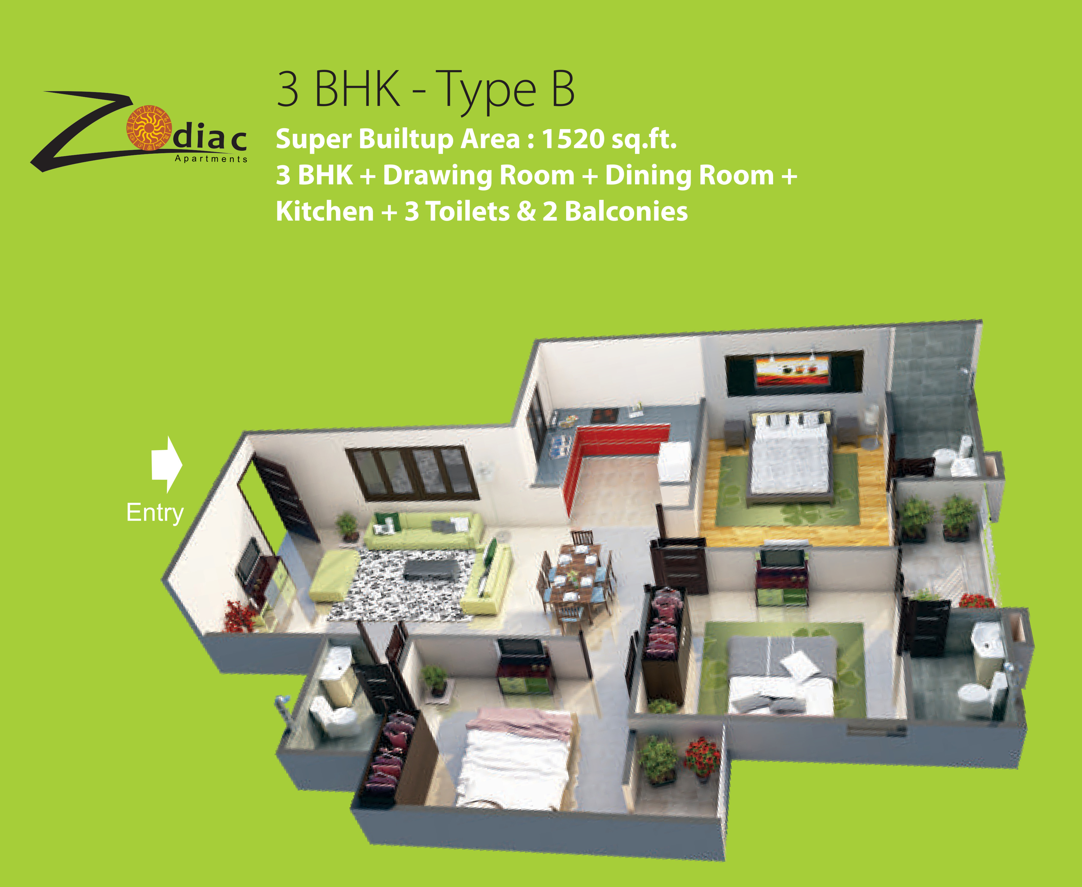 3DFloorPlan of AG Zodiac Apartments