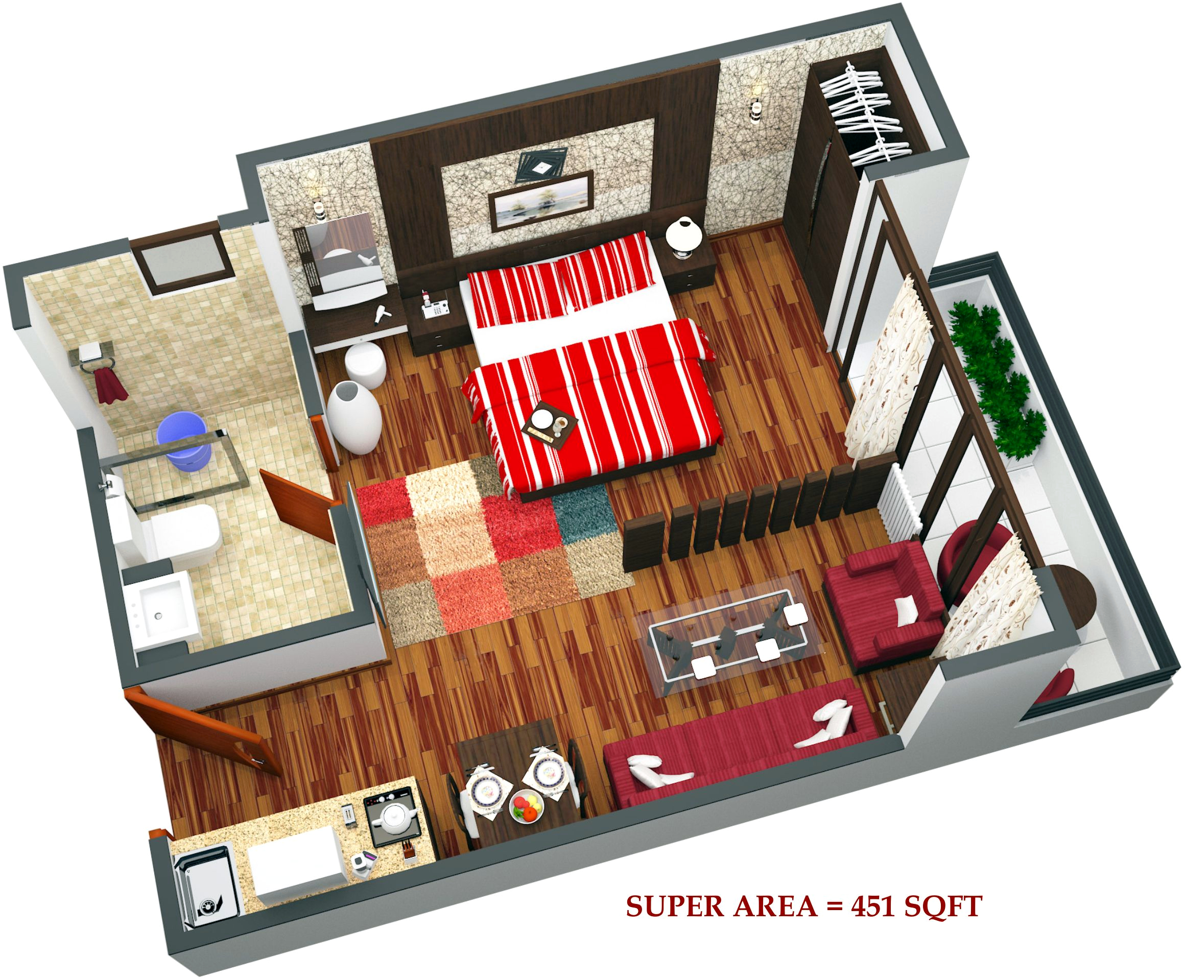 3DFloorPlan of Exalter Himalaya View Apartment