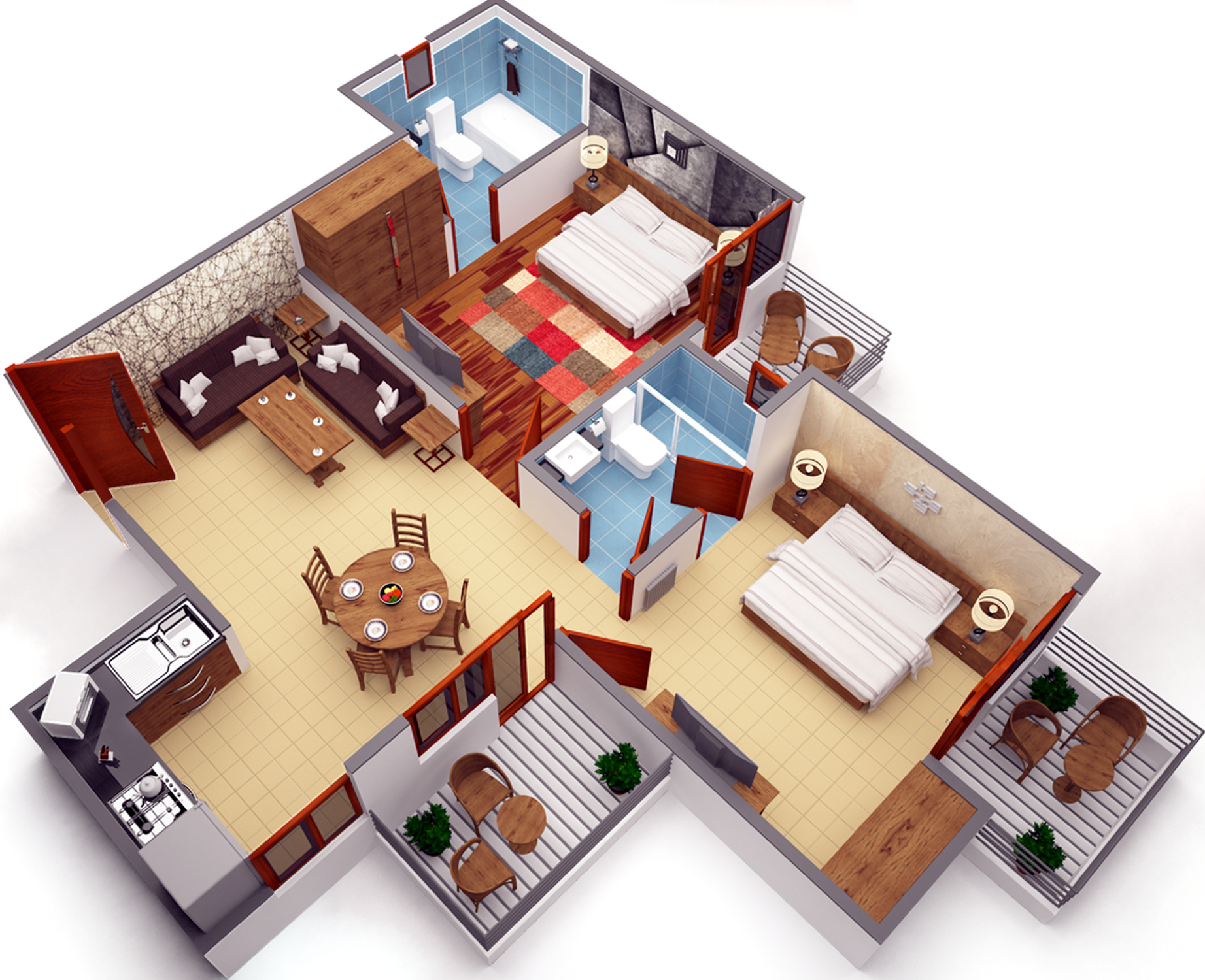 3DFloorPlan of Exalter Himalaya View Apartment
