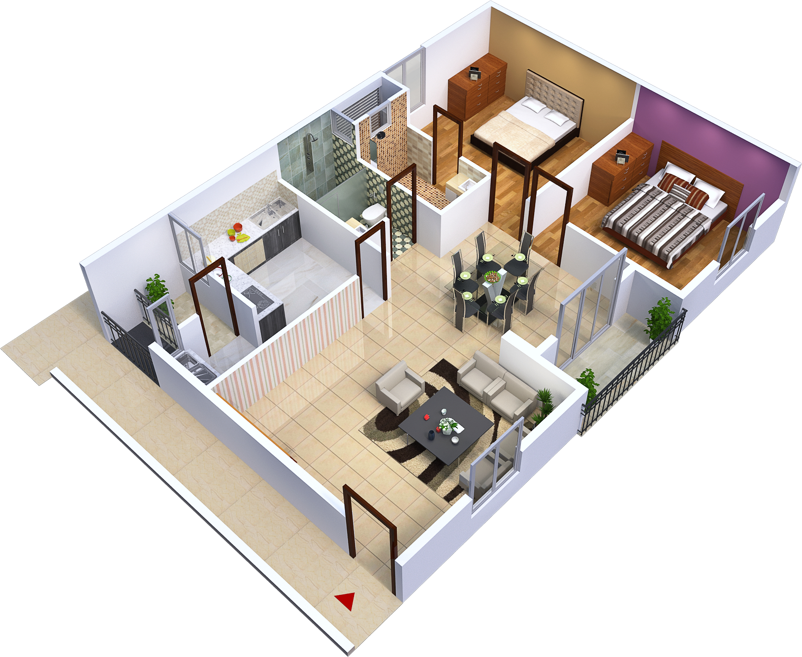 3DFloorPlan of Purva Apurva Elite