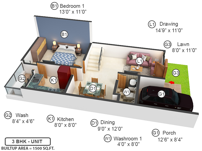 3DFloorPlan of Ultimate English Villas