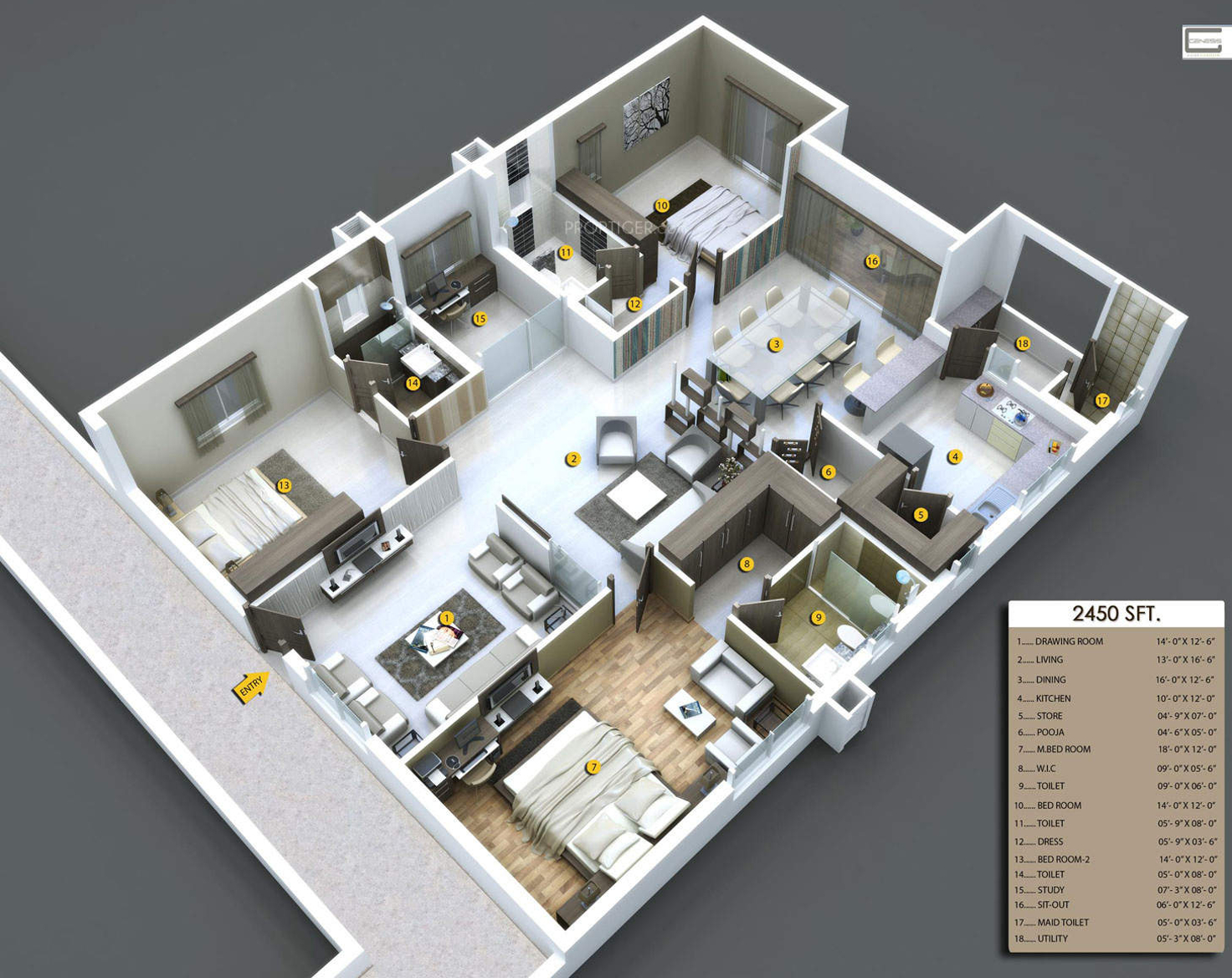 3DFloorPlan of Annapurna White House Celestia
