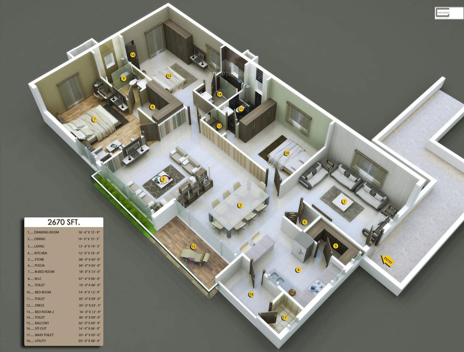 3DFloorPlan of Annapurna White House Celestia