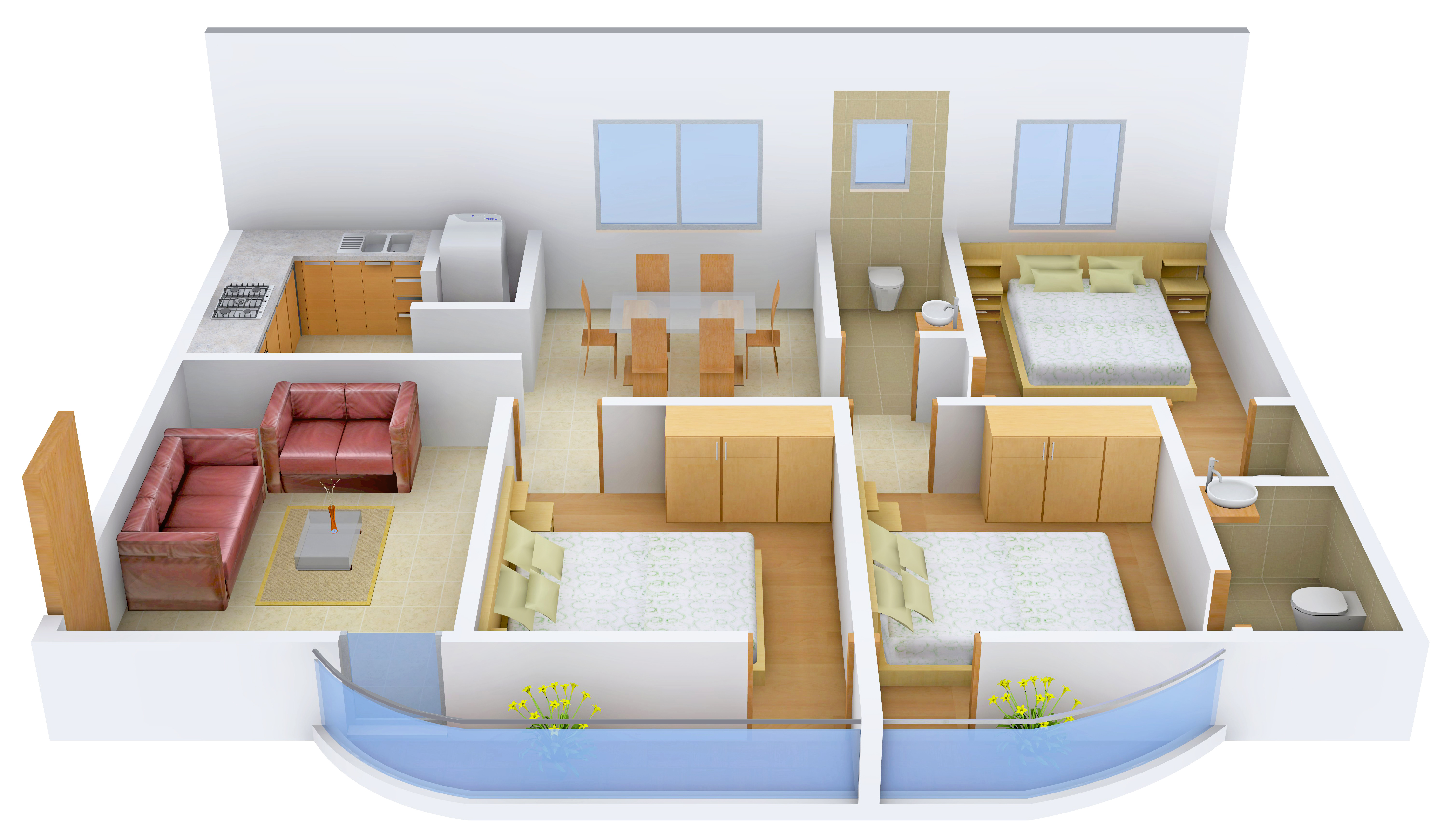 3DFloorPlan of Krishna Dhaam