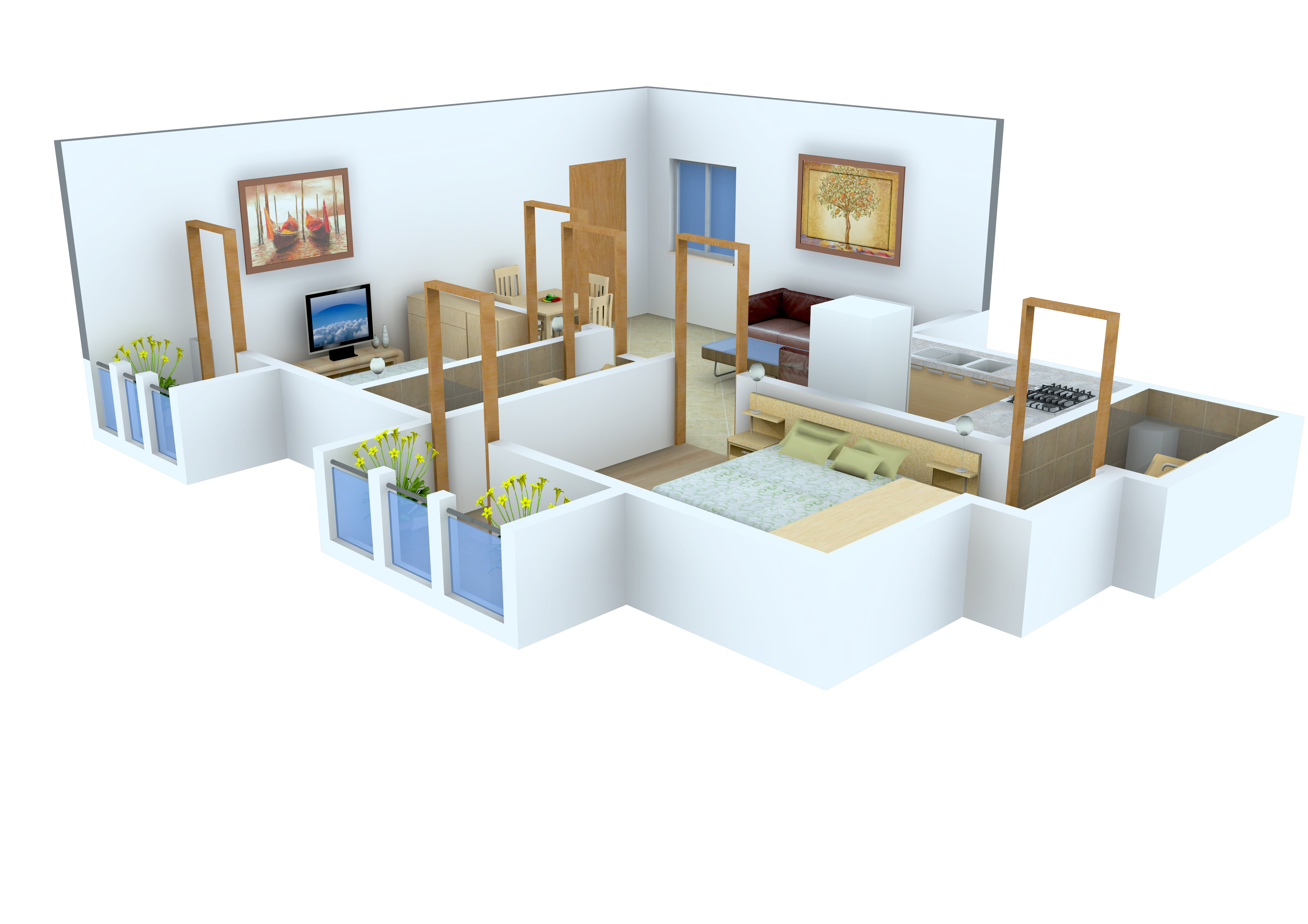 3DFloorPlan of Visakh Shree Gajanan Apartment