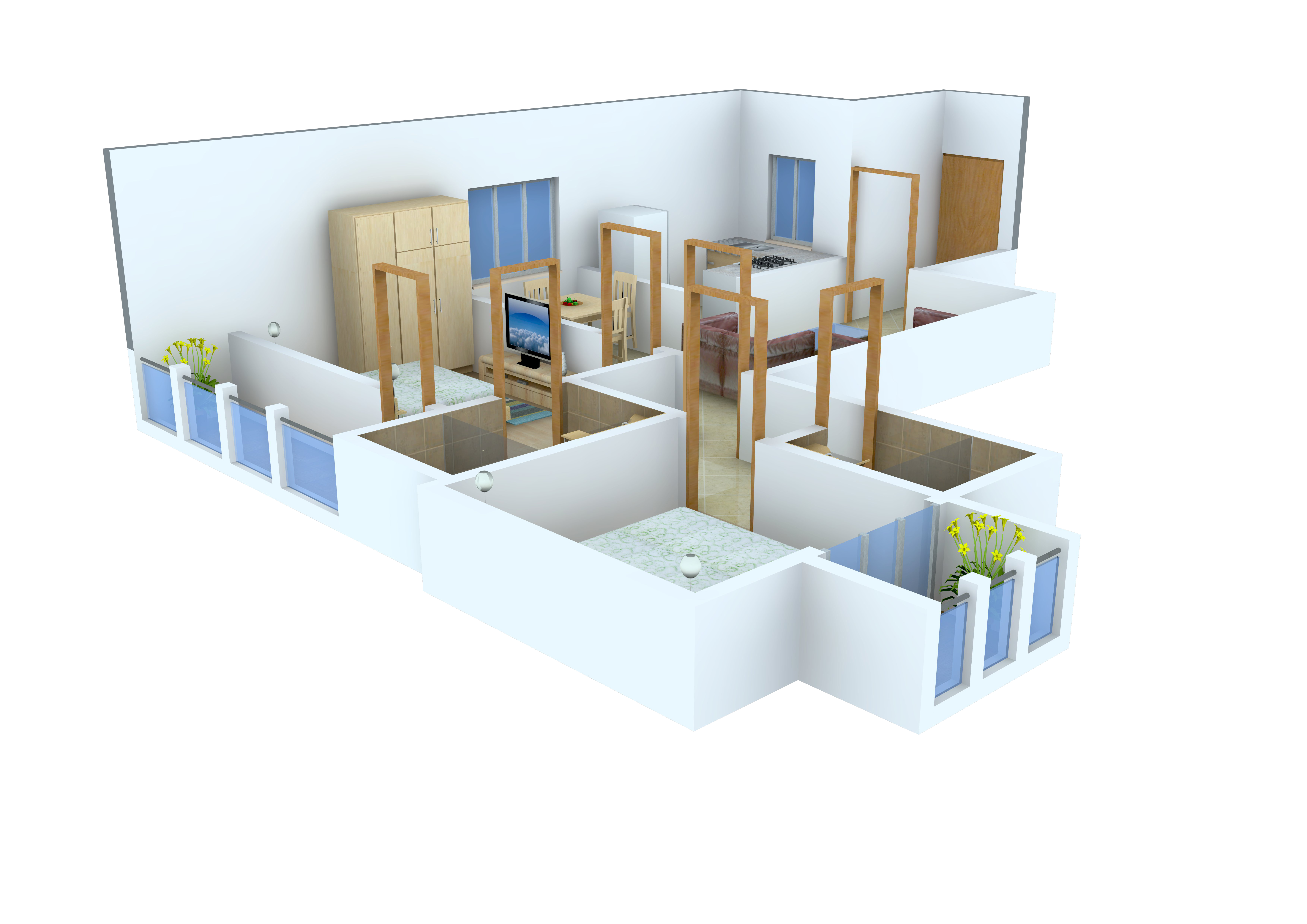 3DFloorPlan of Visakh Shree Gajanan Apartment