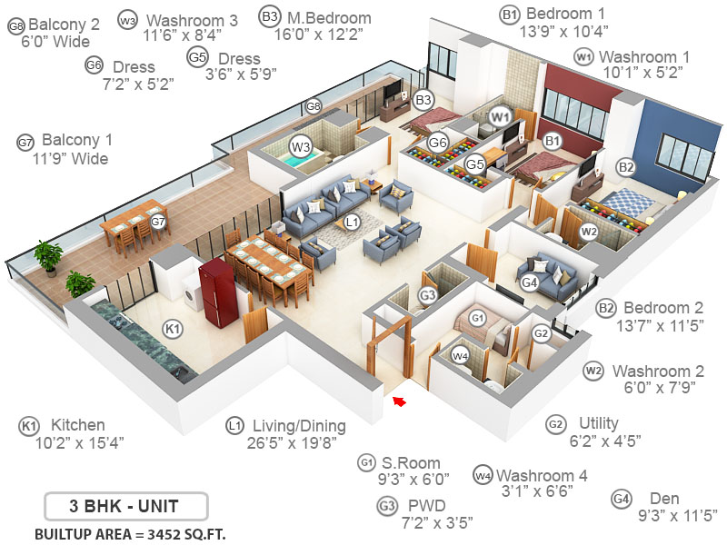 3DFloorPlan of M3M Golfestate