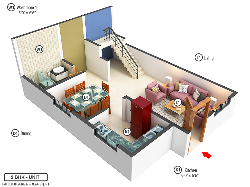 3DFloorPlan of Shriram Santrupthi Independent Villas