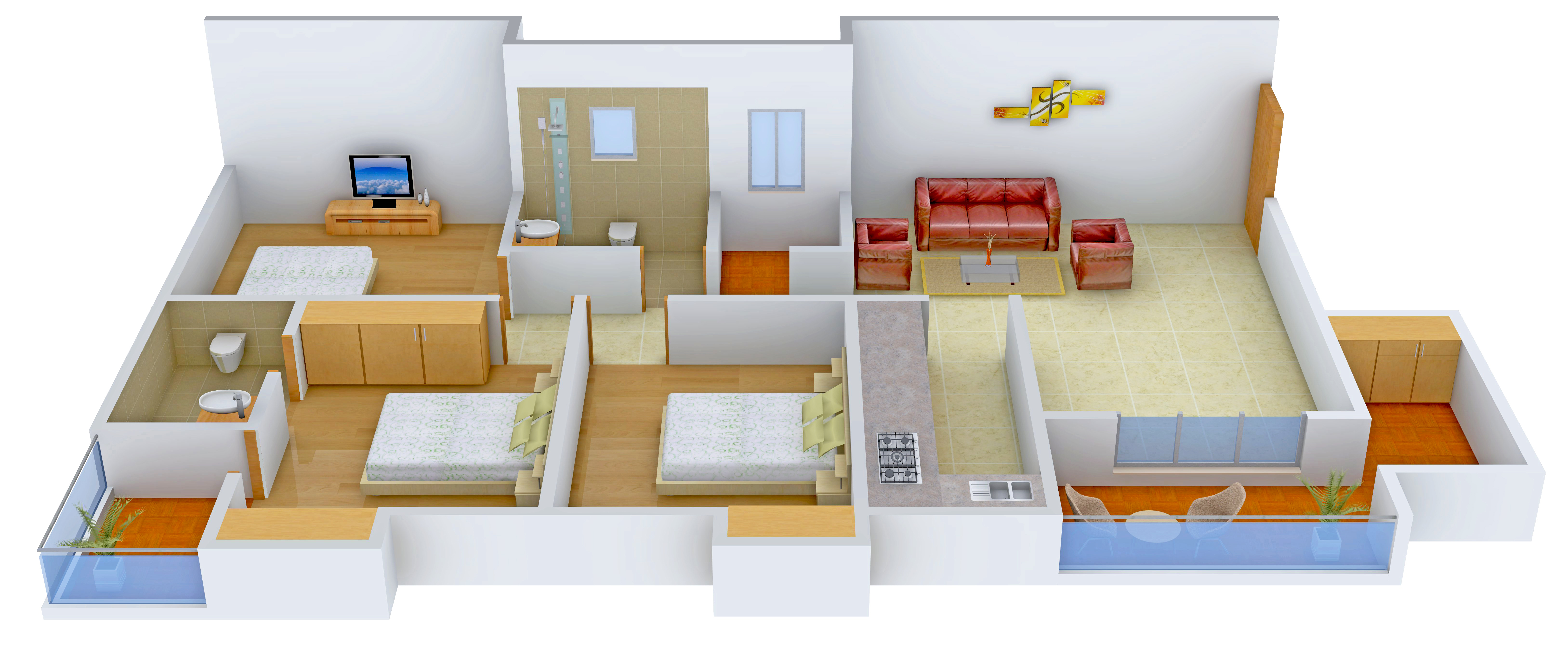3DFloorPlan of Ashiana Dwarka
