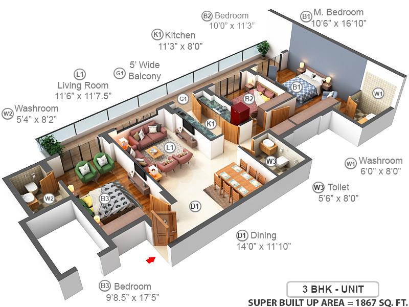 3DFloorPlan of DLF The Skycourt