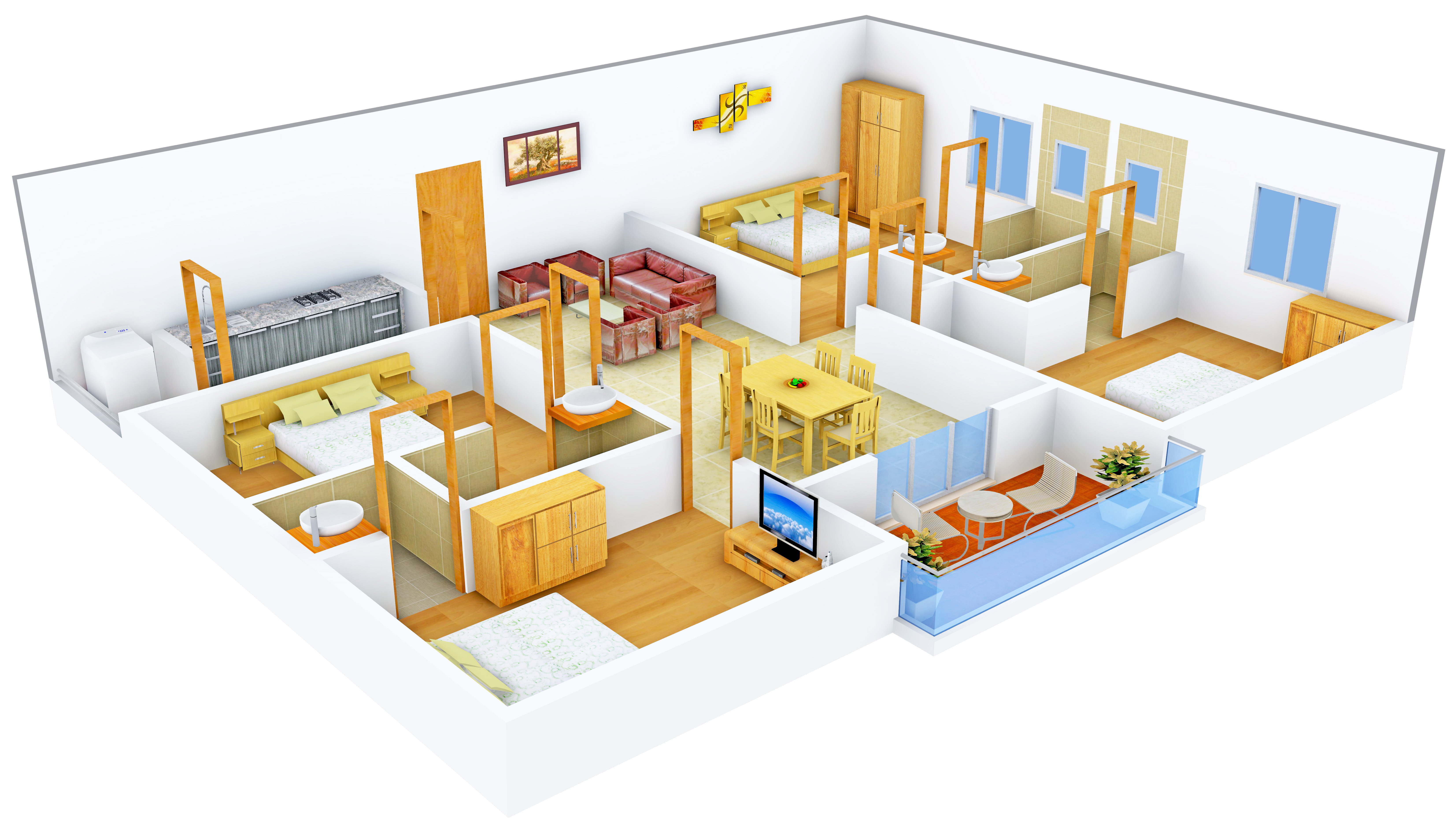 3DFloorPlan of Cubix Rishi and Swarna Classic