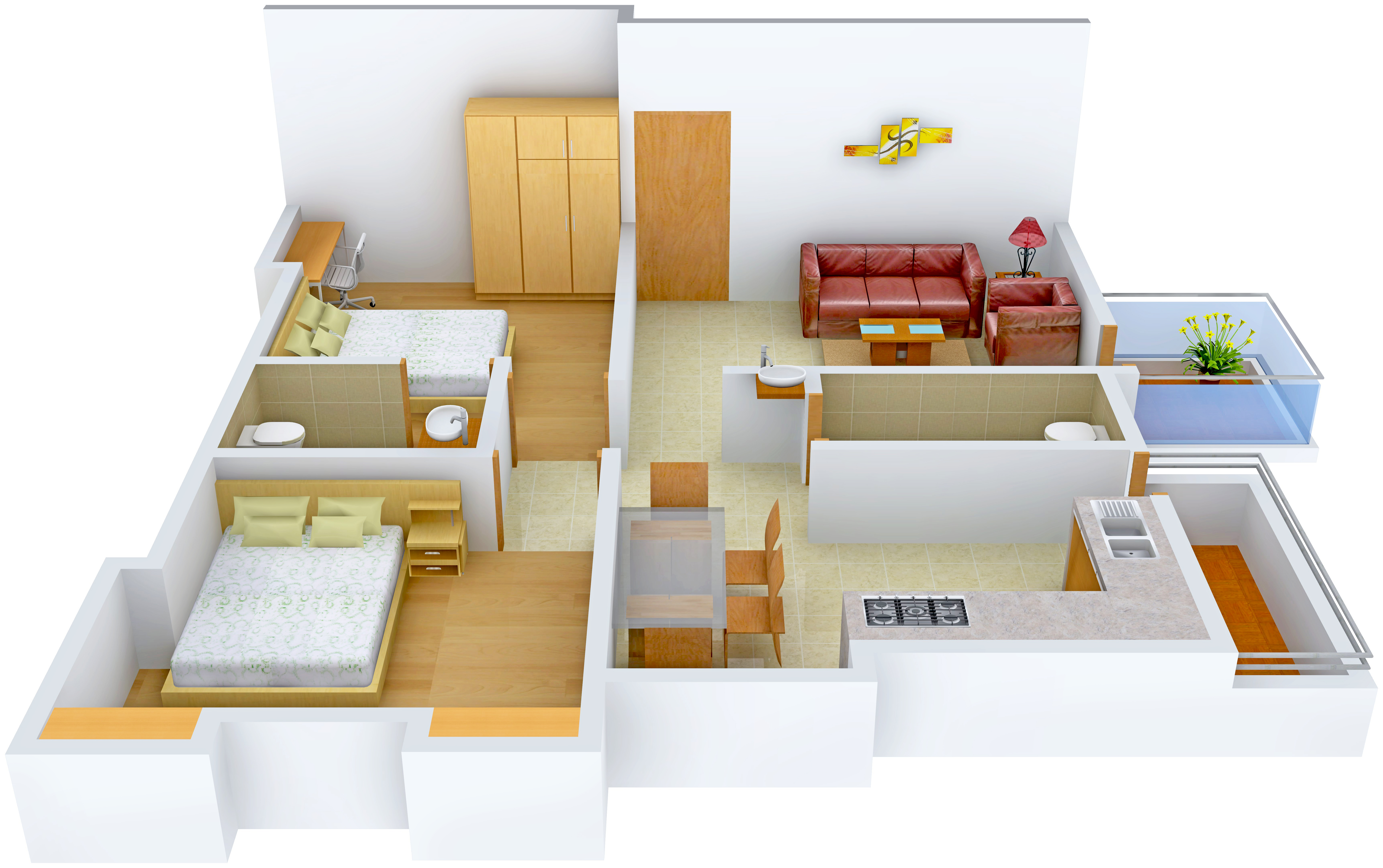 3DFloorPlan of Achalare Basil Garden Rise