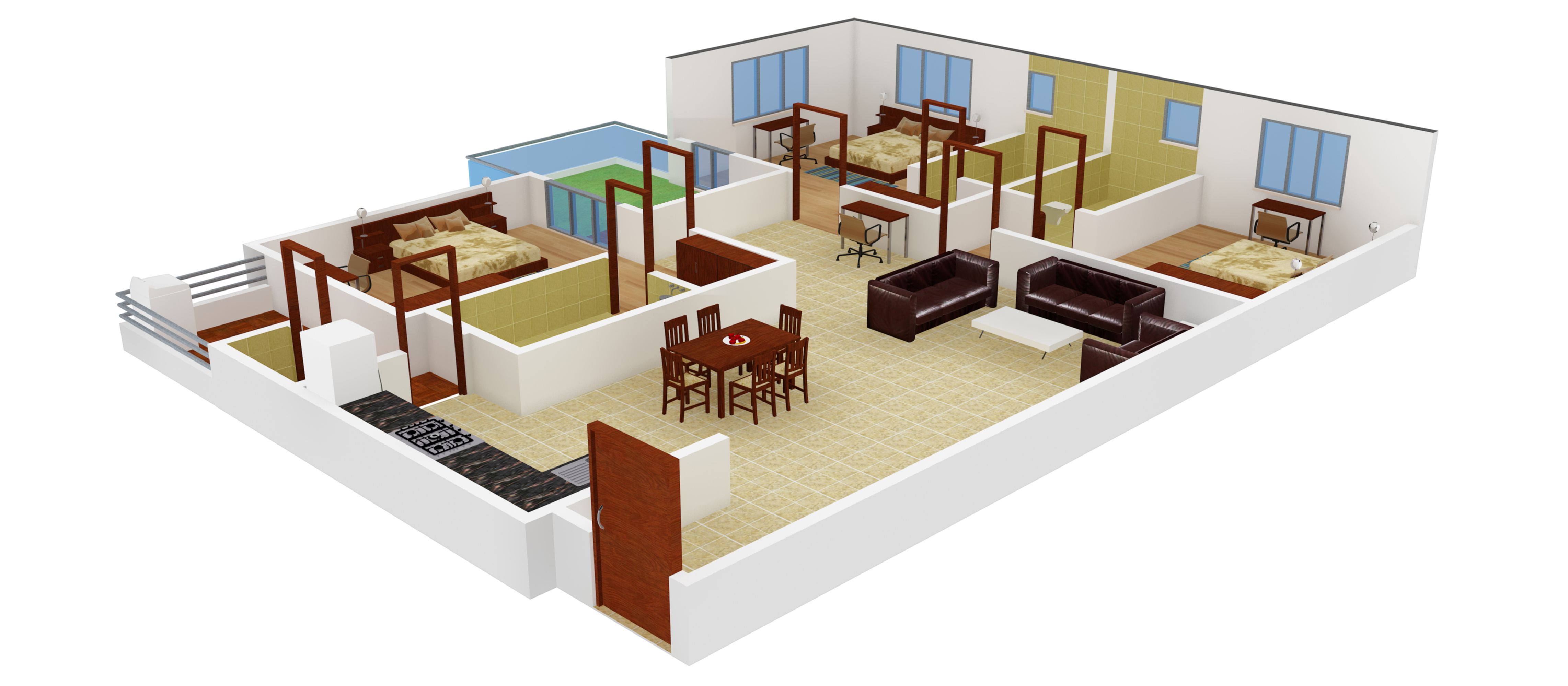 3DFloorPlan of Inner Leafy Blocks