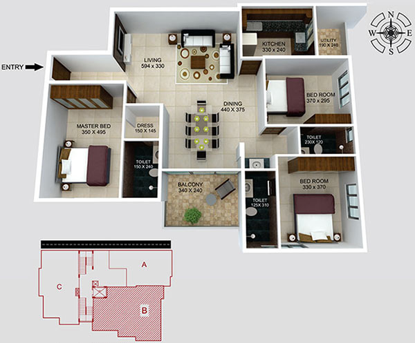 3DFloorPlan of Sowparnika Bhavani