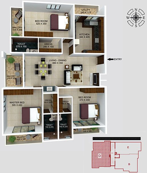 3DFloorPlan of Sowparnika Bhavani